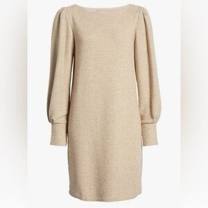 NWT. Julia Jordan. Puff Sleeve Sweater Dress. Oatmeal. Size 8.